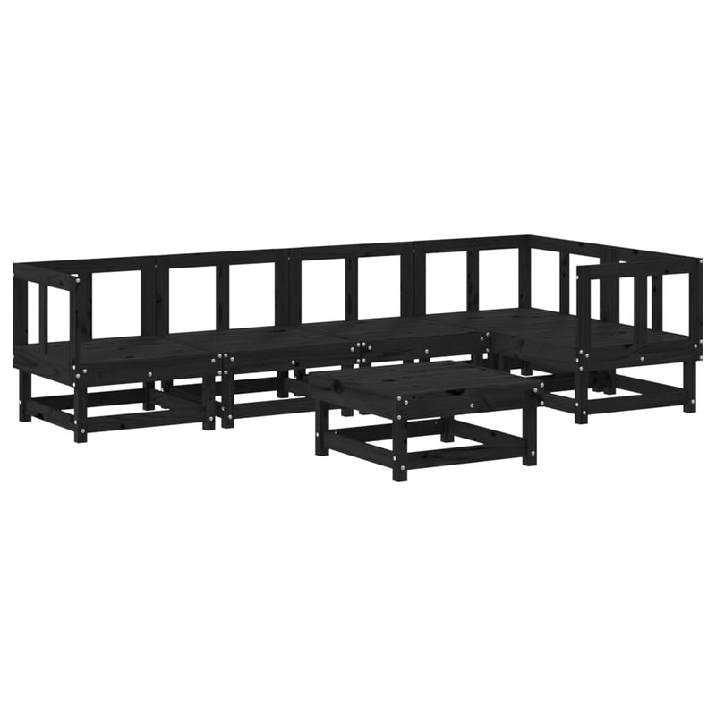 6 Piece Garden Lounge Set with Cushions Black Solid Wood