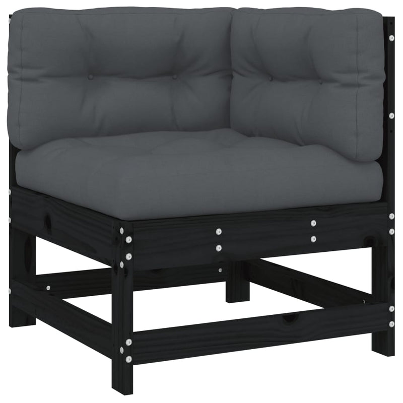 5 Piece Garden Lounge Set with Cushions Black Solid Wood