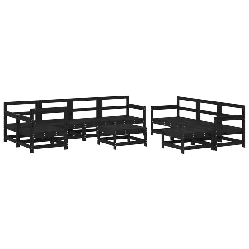 10 Piece Garden Lounge Set with Cushions Black Solid Wood