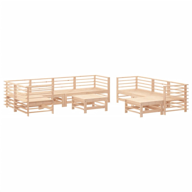 10 Piece Garden Lounge Set with Cushions Solid Wood