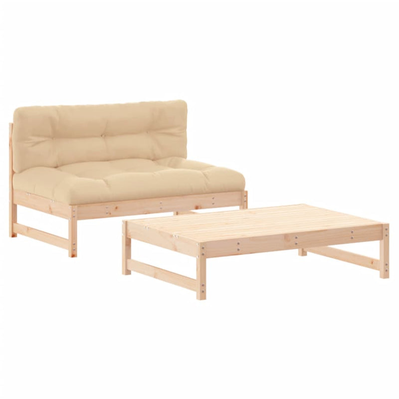 2 Piece Garden Lounge Set with Cushions Solid Wood