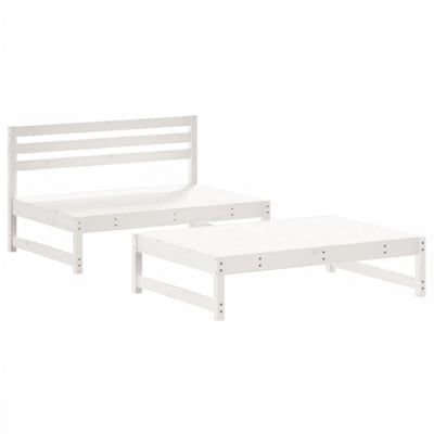 2 Piece Garden Lounge Set with Cushions White Solid Wood