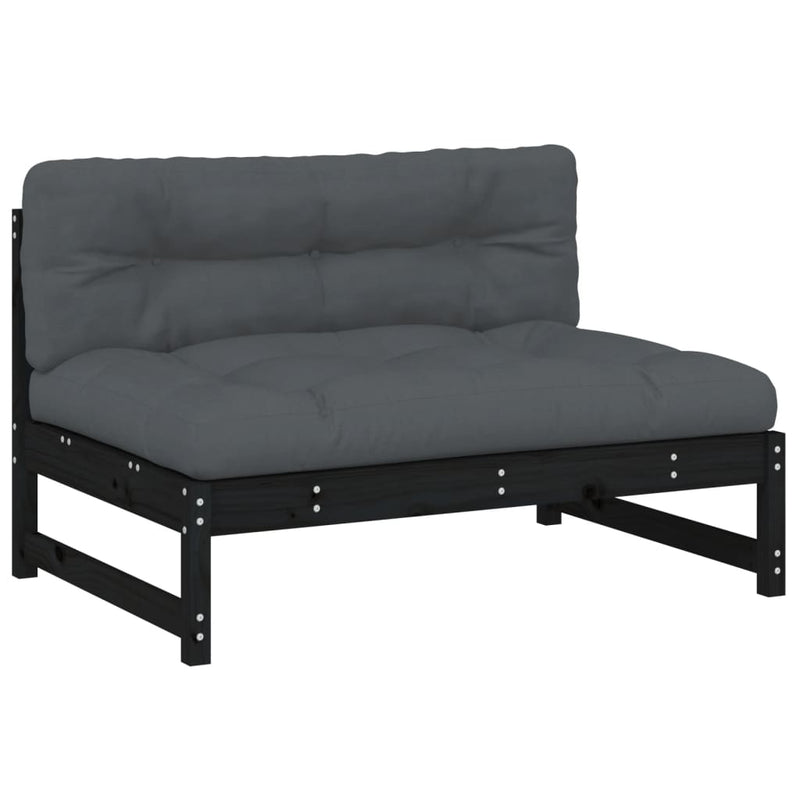 2 Piece Garden Lounge Set with Cushions Black Solid Wood