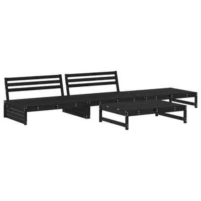 4 Piece Garden Lounge Set with Cushions Black Solid Wood