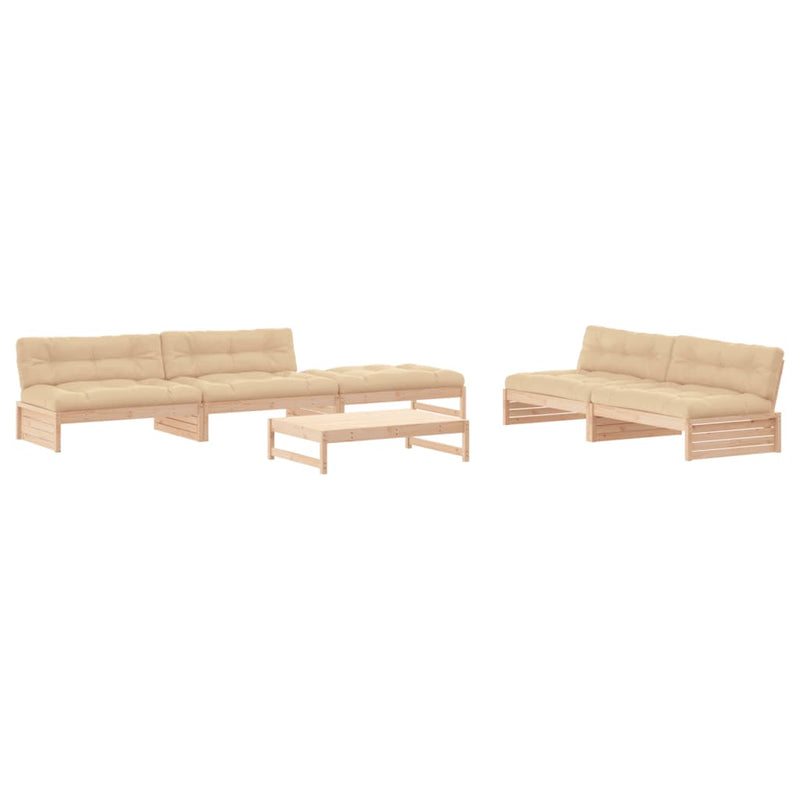 6 Piece Garden Lounge Set with Cushions Solid Wood