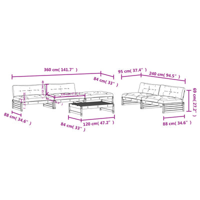 6 Piece Garden Lounge Set with Cushions Solid Wood