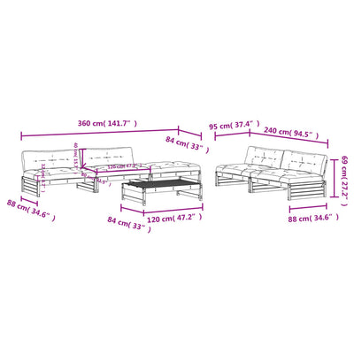 6 Piece Garden Lounge Set with Cushions Solid Wood Douglas