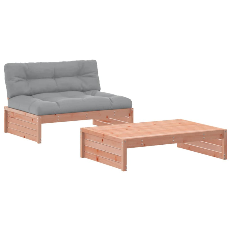 2 Piece Garden Lounge Set with Cushions Solid Wood Douglas