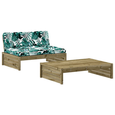 2 Piece Garden Lounge Set with Cushions Impregnated Wood Pine