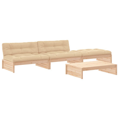 4 Piece Garden Lounge Set with Cushions Solid Wood