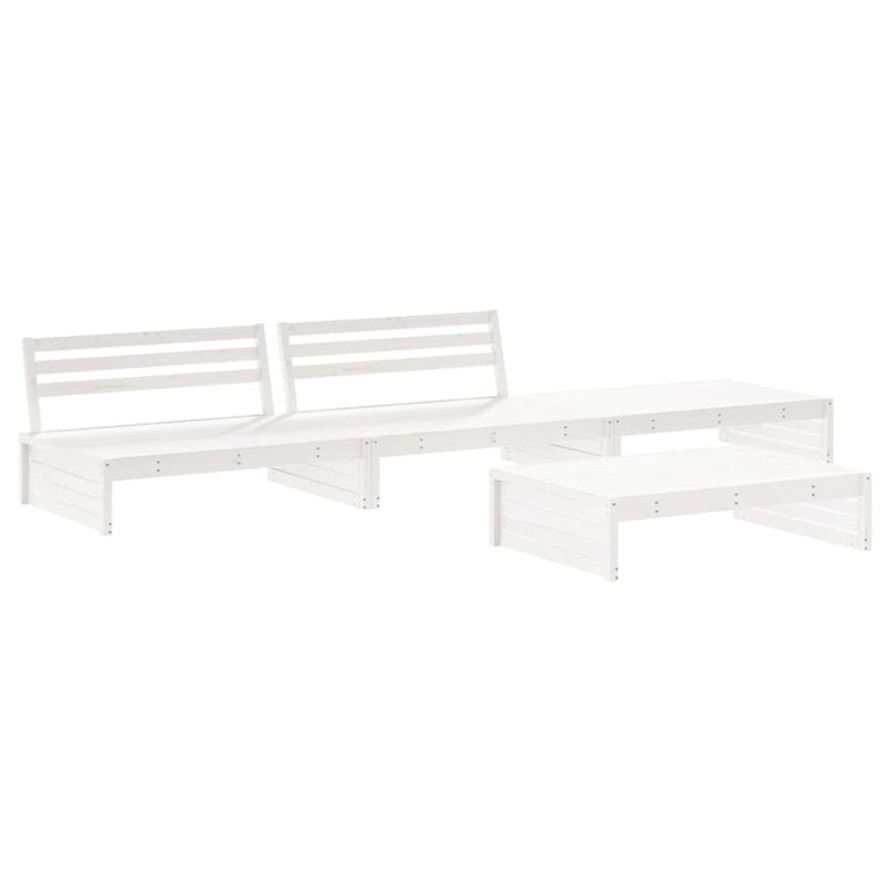 4 Piece Garden Lounge Set with Cushions White Solid Wood