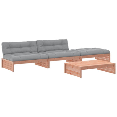 4 Piece Garden Lounge Set with Cushions Solid Wood Douglas