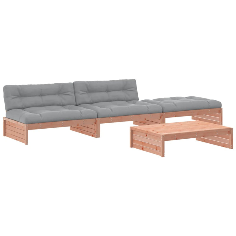 4 Piece Garden Lounge Set with Cushions Solid Wood Douglas