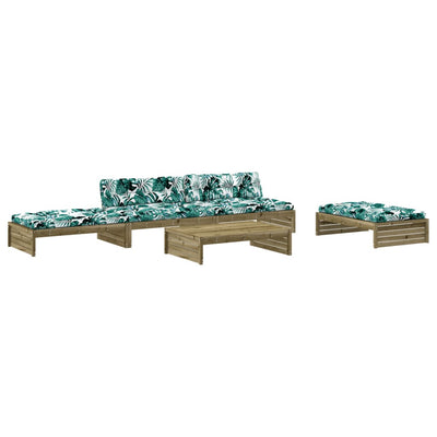 5 Piece Garden Lounge Set with Cushions Impregnated Wood Pine