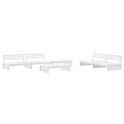 6 Piece Garden Lounge Set with Cushions White Solid Wood