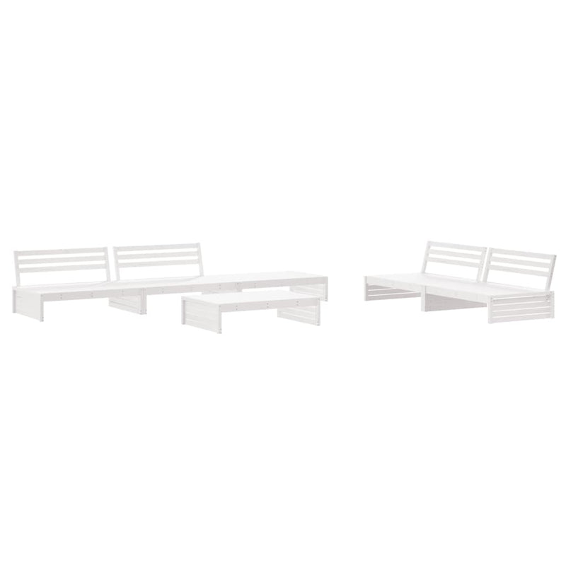 6 Piece Garden Lounge Set with Cushions White Solid Wood