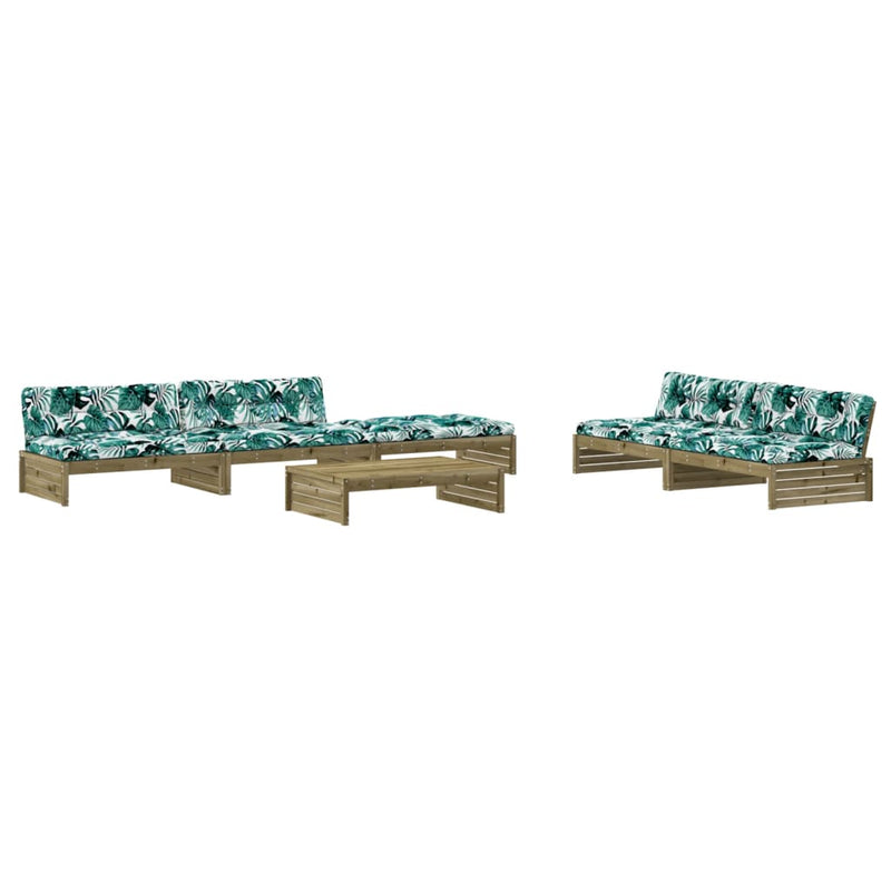 6 Piece Garden Lounge Set with Cushions Impregnated Wood Pine