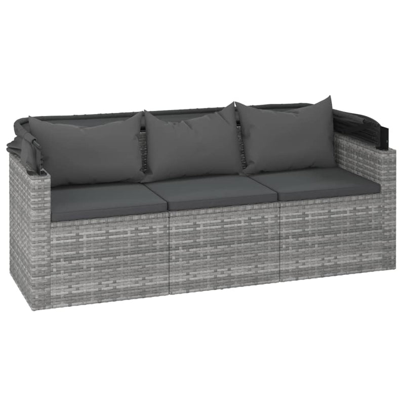 4 Piece Garden Sofa Set with Cushions Grey Poly Rattan