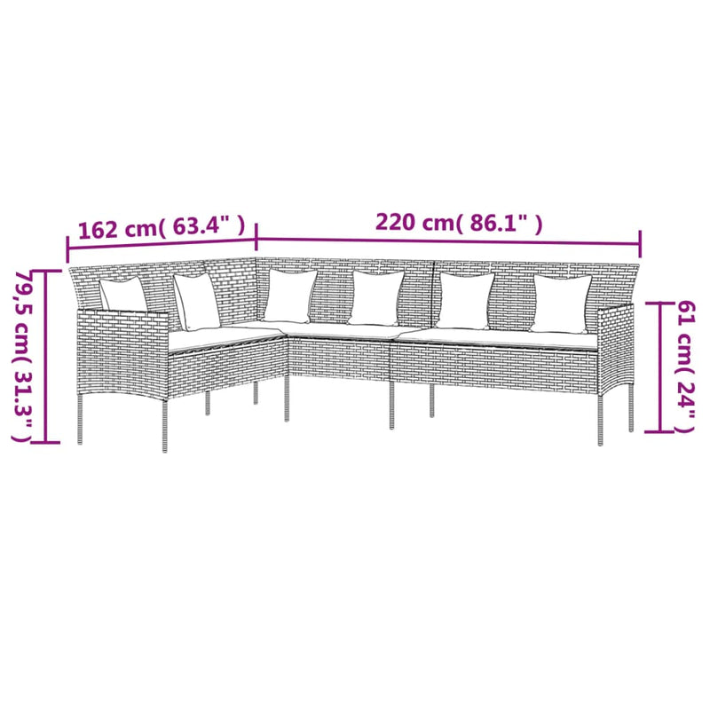 6 Piece Garden Dining Set with Cushions Black Poly Rattan