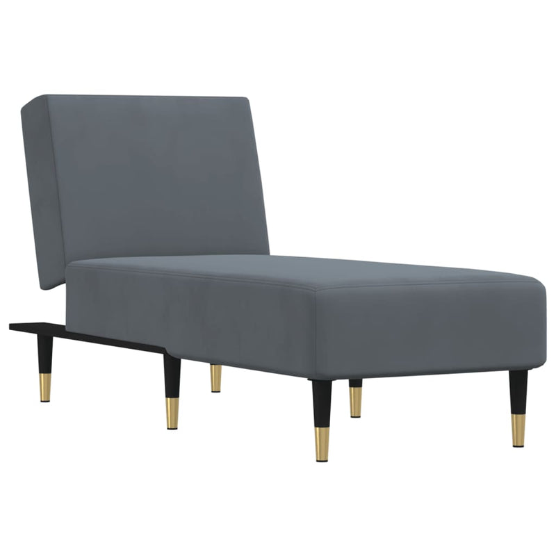 Chaise Longue Dark Grey Velvet