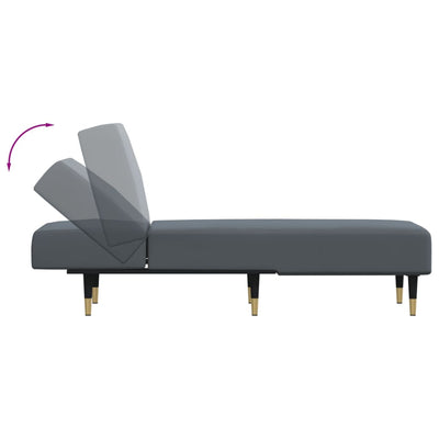 Chaise Longue Dark Grey Velvet