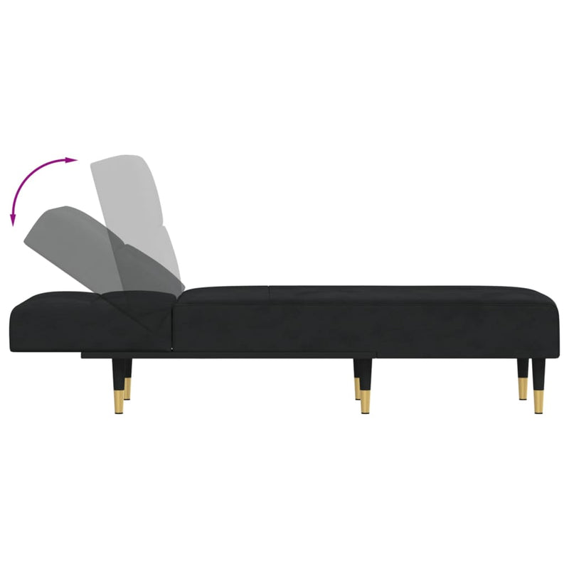 Chaise Longue Black Velvet