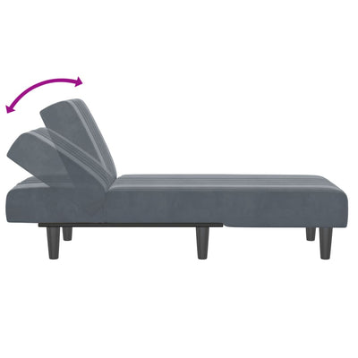 Chaise Longue Dark Grey Velvet