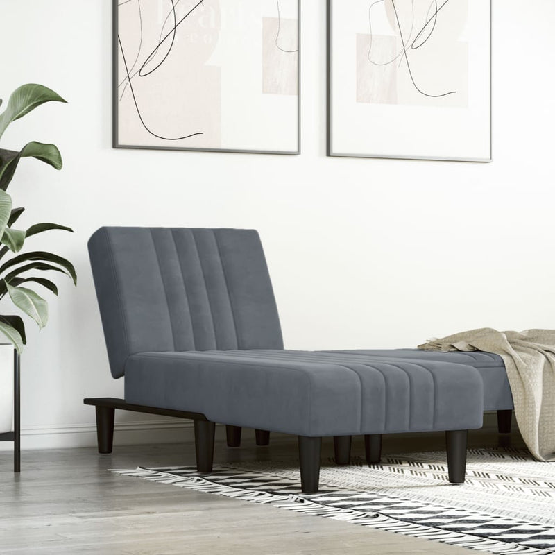 Chaise Longue Dark Grey Velvet