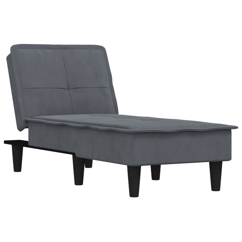 Chaise Longue Dark Grey Velvet