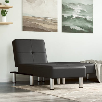 Chaise Longue Black Faux Leather