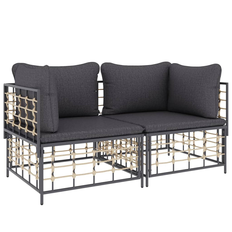 Sectional Corner Sofas with Cushions 2 pcs Poly Rattan