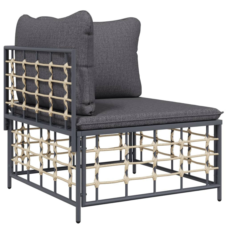 4 Piece Garden Lounge Set with Cushions Anthracite Poly Rattan