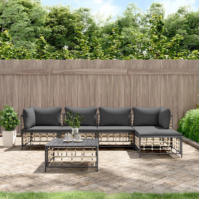 6 Piece Garden Lounge Set with Cushions Anthracite Poly Rattan