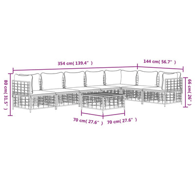 8 Piece Garden Lounge Set with Cushions Anthracite Poly Rattan