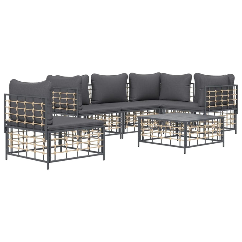 6 Piece Garden Lounge Set with Cushions Anthracite Poly Rattan