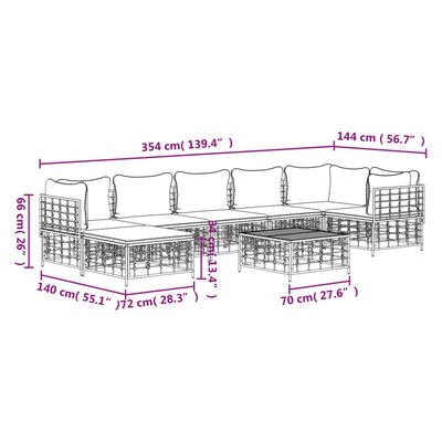 8 Piece Garden Lounge Set with Cushions Anthracite Poly Rattan