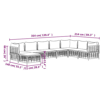 8 Piece Garden Lounge Set with Cushions Anthracite Poly Rattan