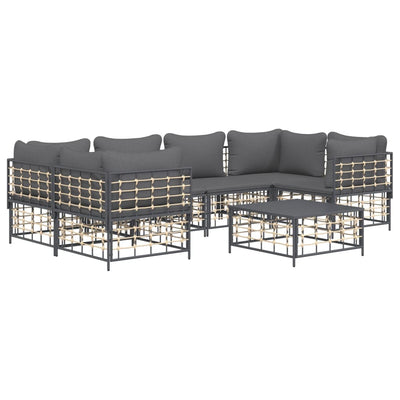 7 Piece Garden Lounge Set with Cushions Anthracite Poly Rattan