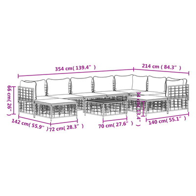 10 Piece Garden Lounge Set with Cushions Anthracite Poly Rattan