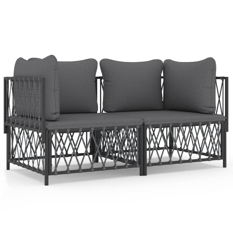 2 Piece Garden Lounge Set with Cushions Anthracite Steel