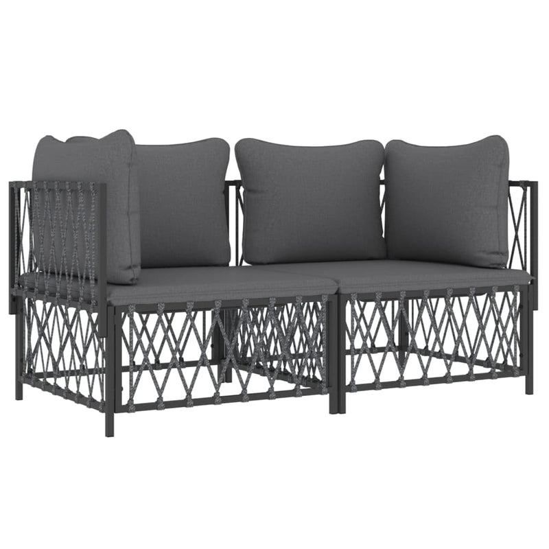 2 Piece Garden Lounge Set with Cushions Anthracite Steel