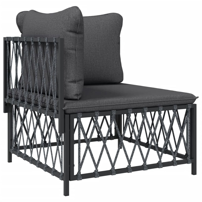 2 Piece Garden Lounge Set with Cushions Anthracite Steel