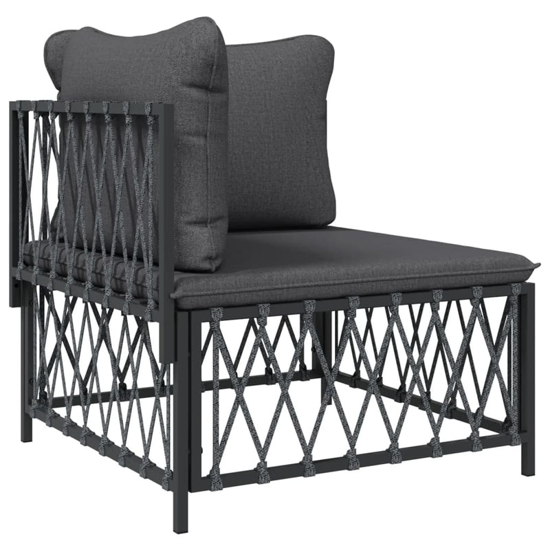 3 Piece Garden Lounge Set with Cushions Anthracite Steel