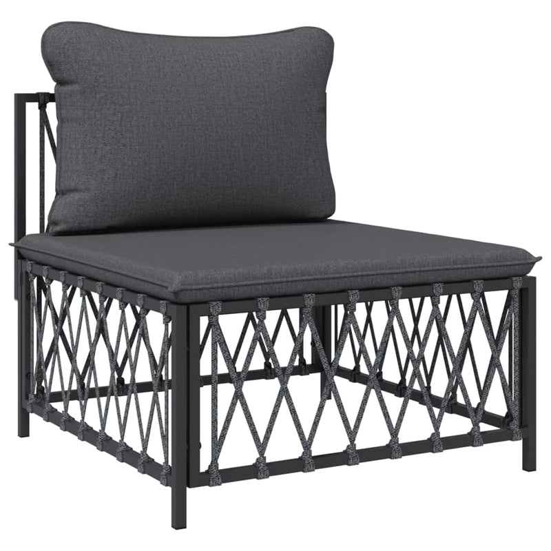 3 Piece Garden Lounge Set with Cushions Anthracite Steel