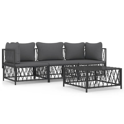 4 Piece Garden Lounge Set with Cushions Anthracite Steel