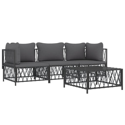 4 Piece Garden Lounge Set with Cushions Anthracite Steel