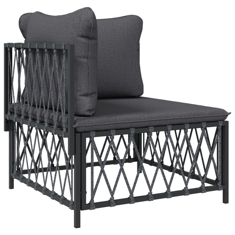 4 Piece Garden Lounge Set with Cushions Anthracite Steel