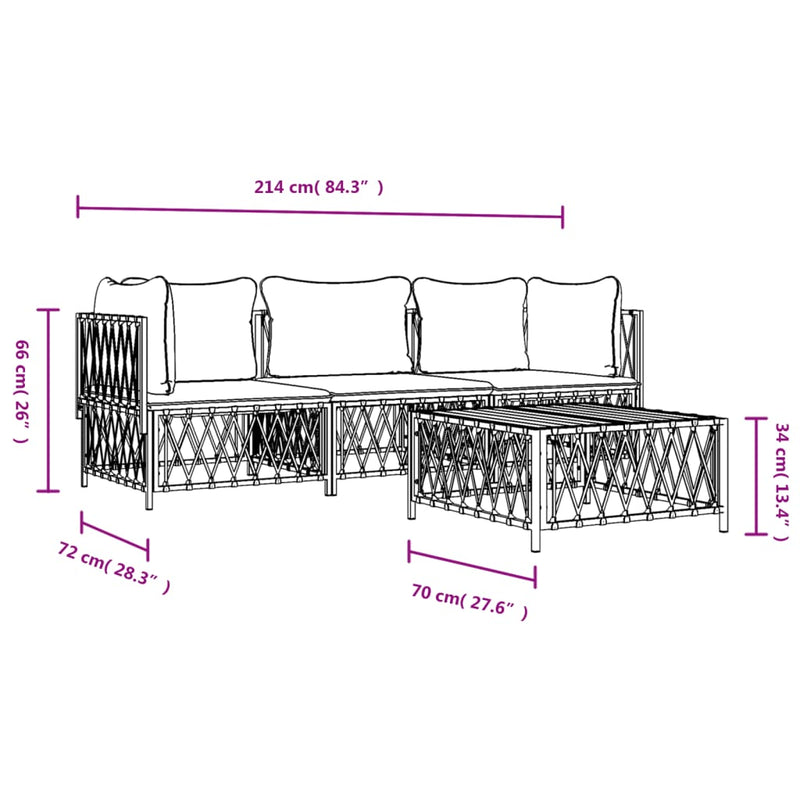 4 Piece Garden Lounge Set with Cushions Anthracite Steel