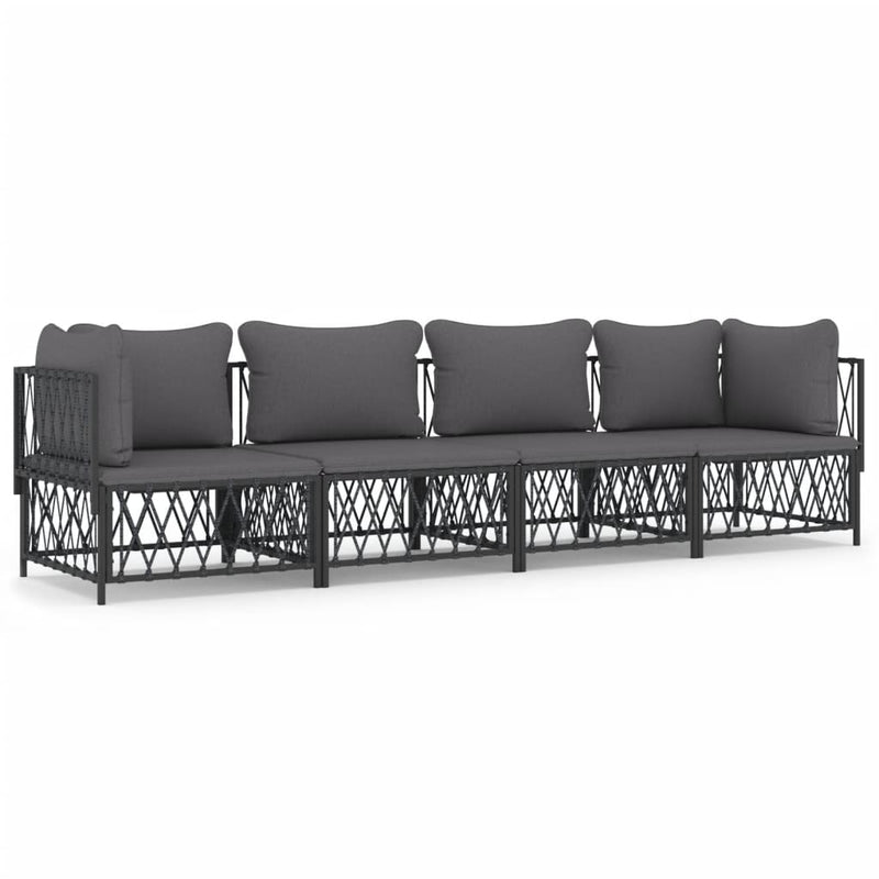 4 Piece Garden Lounge Set with Cushions Anthracite Steel