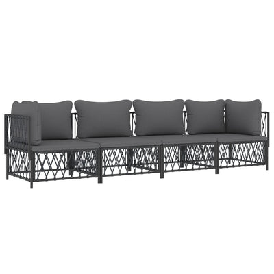 4 Piece Garden Lounge Set with Cushions Anthracite Steel